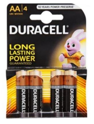 4db Duracell 1,5V alkáli ceruza elem AA